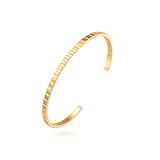 Aobei Pearl Brazaletes en oro 18K para mujer pulseras rectangulares declarativas apilables pulsera de amor fina ajustable