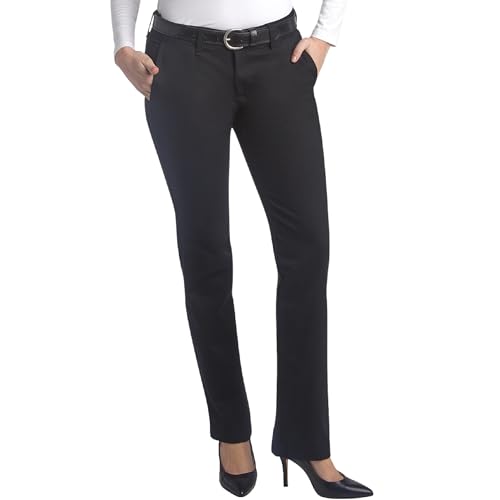 Dickies Women's Straight Flex Twill Pant Pants, Rinsed Black, 6