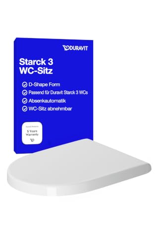 Duravit WC-Sitz Starck 3, Toilettendeckel mit Absenkautomatik, Klodeckel aus Urea-Duroplast, mit Edelstahl Scharnieren, Weiß