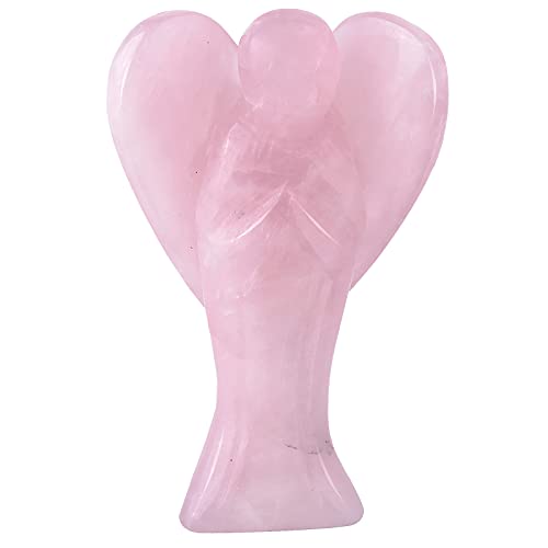 Estatua Angel de Cuarzo Rosa 3 Pulgadas