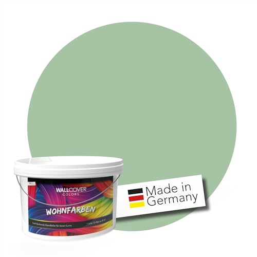 WALLCOVER Peinture murale de qualité supérieure | Vert | 1L = 8m² | Pour les intérieurs à très haut pouvoir couvrant (classe 1) | Finition mate | Fabriquée en...