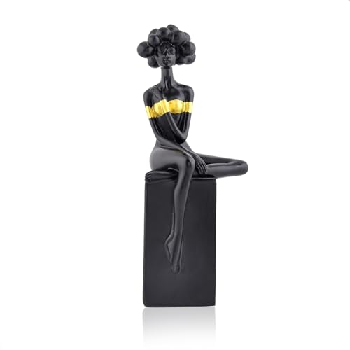 Image of Xtore Modern Abstract Woman Figurine | Resin Home Decor Accent | Unique Art Piece for Living Room, Office, or Gallery | Contemporary and Stylish Design - Black