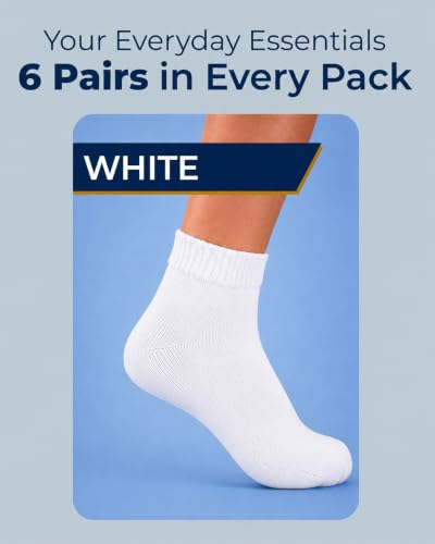 Image of Pembrook Bamboo Viscose Diabetic Socks for Women & Men - 6 Pairs Ankle Socks for Swollen Feet | Neuropathy Socks