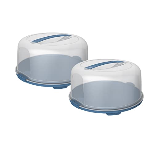 Rotho Fresh 2er-Set Tortenglocke, Kunststoff (PP) BPA-frei, blau/transparent,