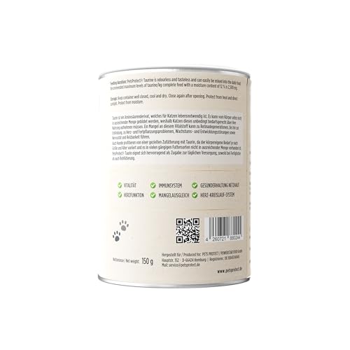 Pets Protect 100% reines TAURIN-Pulver für Katzen & Hunde 150 g | Gesunderhaltung Netzhaut & Organfunktion | Immunsystem & Stoffwechsel | Stärkung von Herzkreislaufsystem | Deutsche Herstellung