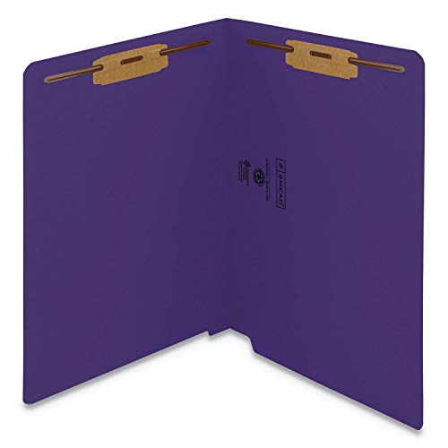 Image of Smead End Tab Fastener File Folder, Shelf-Master Reinforced Straight-Cut Tab, 2 Fasteners, Letter Size, Purple, 50 per Box (25440)