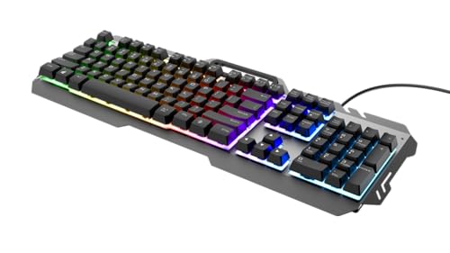 Trust Gaming Tastatur aus Metall mit Regenbogen-LED GXT 853 Esca - Beleuchtete Tastatur mit Deutsches QWERTZ Layout, USB Plug & Play, PC/Laptop