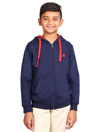 Image of ZION Hoodies for Boys - Cotton Hoodies Sweatshirt with Zipper | Solid & Regular Fit with Embroidery | Long Sleeve | for Every Occasion | Multiple Sizes & Colors (Pack of 1)