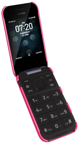 Image of Nakedcellphone Polycarbonate Case for Nokia 2760 2780 Flip Phone, Slim Hard Shell Protector Cover with Grid Texture for Tracfone N139DL, TA-1398, TA-1451, TA-1420 - Bright Hot Pink | Protective Hard Shell Cover, Satisfying Texture, Matte, For N139DL, TA-1398, TA-1451, TA-1420