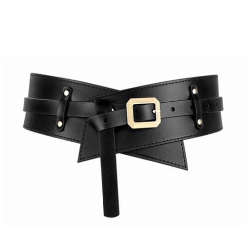 Women's Waistband Wide Belt PU Shaping Golden Small Square Buckle Outer Wear Accessories Decoration