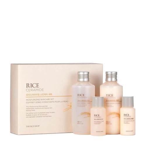 The Face Shop Rice Ceramide Moisturizing Skincare Set - Toner & Moisturizer, Korean Skin Care with...