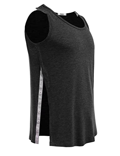 Deyeek Unisex Shoulder Snap-Access Tank Tops Post Surgery Shirts Tear Away Chemo Shirt Clothes After Rotator Cuff Surgery4