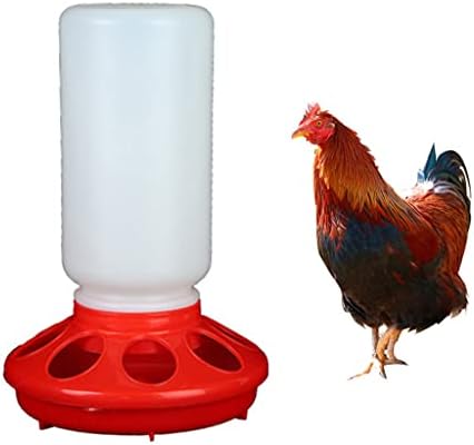 PHILSP Chicken Feeder Bucket Poultry Hen Chick Drinker Waterer Food Feeder Water Dispenser,for Farm Household Animal Feeding Red+White