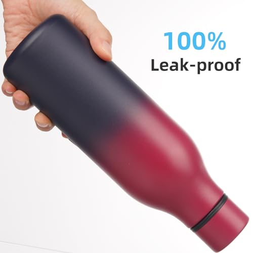 Image of Konokyo 18 oz Insulated Stainless Steel Metal Water Bottle with Strap | BPA-free, leak-proof, dishwasher-safe reusable bottle with strap for gym, school, hiking, outdoor travel & hydration