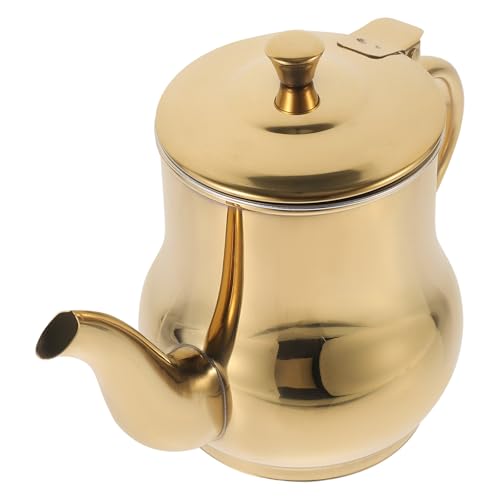 LALAFINA Filtro de Aceite de Cocina Acero Inoxidable con Colador Integrado, Aceitera Multifuncional Dorada de 700 Ml para Almacenamiento y Filtrado de Aceite, Vinagre y Salsas Hogar