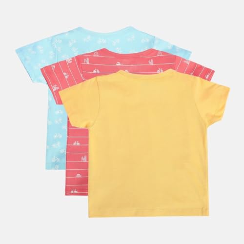 Image of miniklub Baby Round Neck Knitted Cotton Printed Front Open Vest, Pack of 3 (Multi Color)