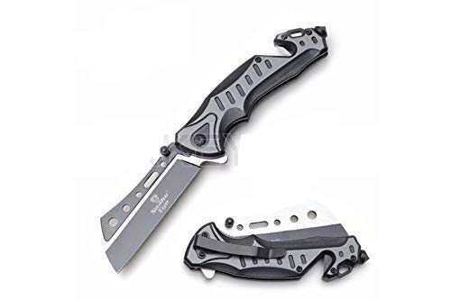 Snake Eye Tactical Every Day Carry Two Tone Razor Style Blade Folding Knife | Outdoor Survival Pocket Knife | Small one-Hand Knife Made of Stainless Steel Blade (Gray)
