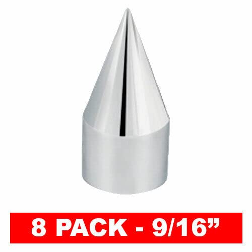 8 Pack Chrome Spike Hex Nut Bolt Press On Covers Car & Truck Motorcycle - 9/16" Style-9856-4444