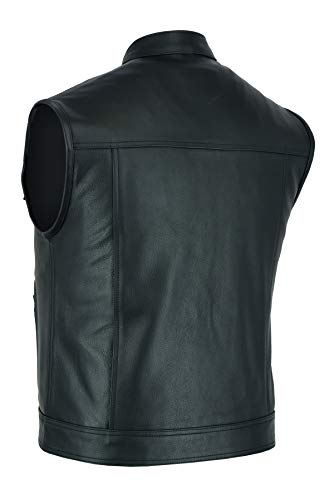A&H Apparel Mens Genuine Cowhide Leather Biker Vest Motorcycle Gear Concealed Carry Pockets Sleeveless Motorwear2