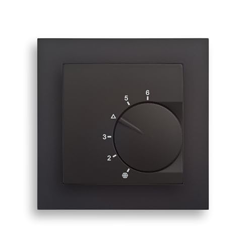 Raumtemperaturregler System Eberle unter Putz anthrazit mit Abdeckrahmen Serie Gira (E2 schwarz matt)