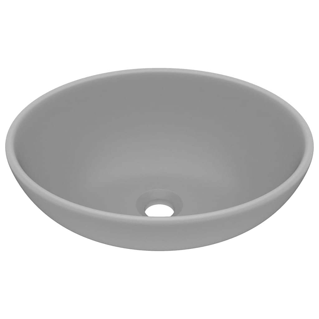 INLIFE Lujoso lavabo ovalado mate, gris claro, 40 x 33 cm, cerámica, 6,4 kg, 146927