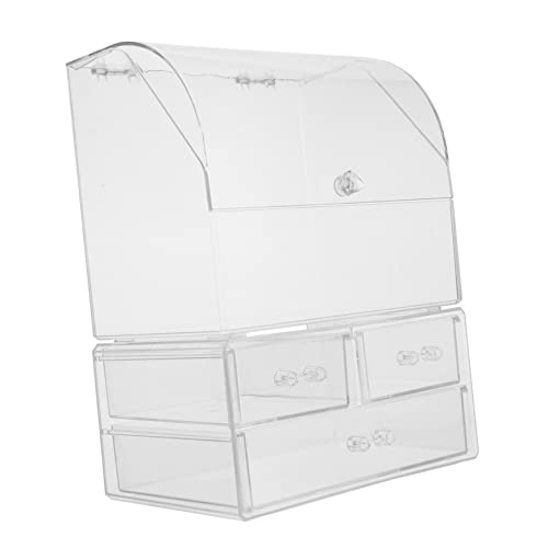 MUSISALY 箱 化粧品収納ボックス ジュエリートレイ 化粧ブラシホルダー 化粧品ラック 工芸用の小さな鏡 卓上収納ケース クリア化粧ケース カップホルダーティッシュ 化粧容器 アクリル