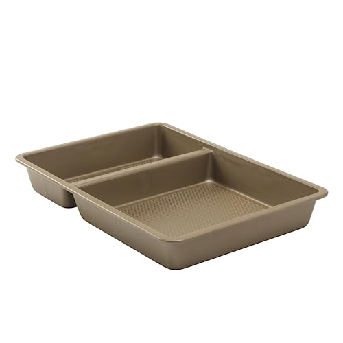 GoodCook 9” x 13” Nonstick Divided Oblong Pan – 2-in-1 Textured Cooking Pan, Baking Dish, Scratch-Resistant Carbon Steel Oven