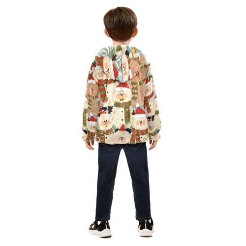 Christmas Bear Toddler Fleece Jacket Girl Boys Hooded Fleece Jacket Coat Warm Outwear Zip-up 3-10T4