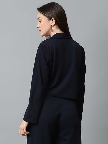 Image of KOTTY Women's Solid Single Breasted Casual Blazer Navy Blue