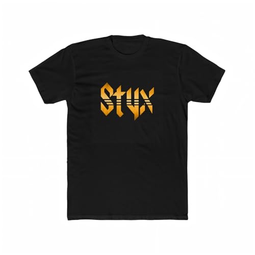 Styx T-Shirt Vintage Men's Cotton Crew Tee Black Black