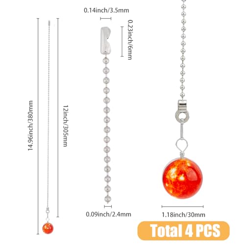 HOBBIESAY 4Pcs Ceiling Fan Pull Chain Glow Universe Decorative Lamp Pull Extension 4 Color Glass Fan String Pendant Extender with Ball Chain Danglers Planet Charm for Ceiling Light Fan Table Lamp - Image 2