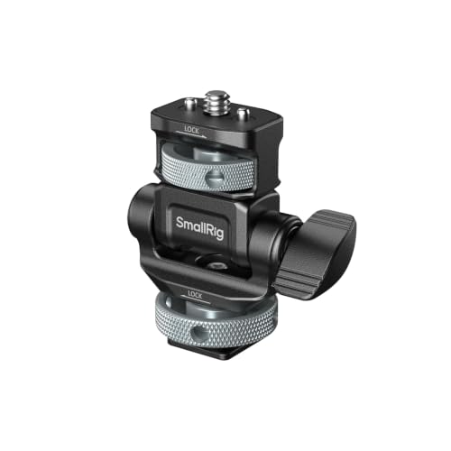 Image of SMALLRIG Camera Monitor Mount with Cold Shoe, 180 Tilt and 360 Swivel, Retractable 1 /4 inch Locating Screw Anti-Twist, Damping Adjust, Horizontal & Vertical Shooting