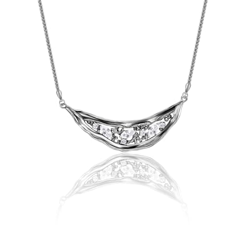 JEAN RACHEL JEWELRY 925 Sterling Silver Shield Necklace Statement With Marquise Shaped Cubic Zirconia CZ Hypoallergenic Nickel and Lead-free Artisan Handcrafted Designer Collection Made in Israel