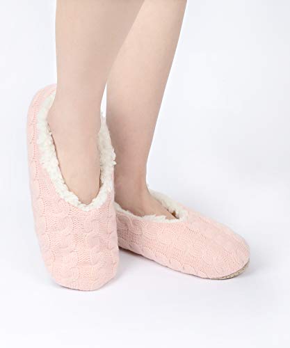 Panda Bros Slipper Socks For Women With Grippers, Fuzzy Womens Slipper Socks With Non Slip Bottoms, Cozy Warm House Slippers(Pink, 8-10) #TOP6
