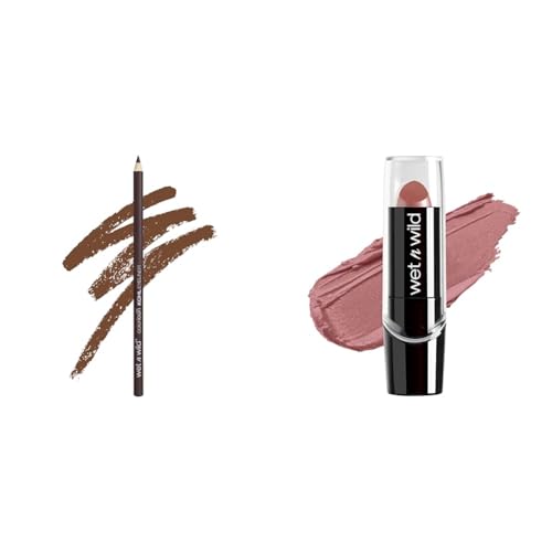 wet n wild Color Icon Eyeliner & Silk Finish Lipstick Bundle - Brown & Dark Pink