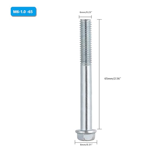 Image of Minho Motorcycle High Strength Grade 8.8 Metric Flanged Hex Bolts M6-1.0 - 65 Applied to Engine Bolts,10pcs