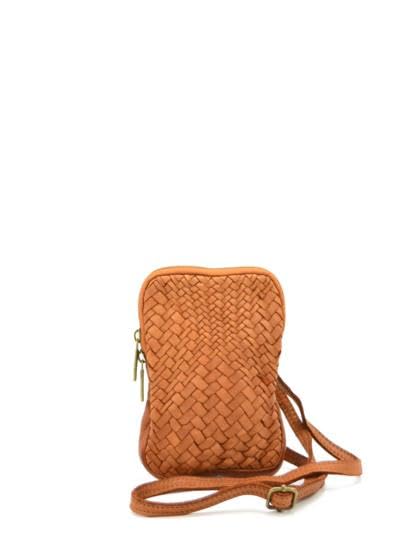Sac téléphone portable cuir véritable tressé vintage GNONI