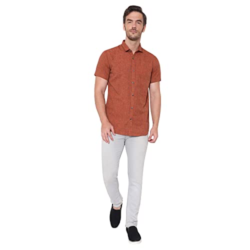 Image of LATEST CHIKAN Men's Cotton Blend Textured Half Sleeves Shirt