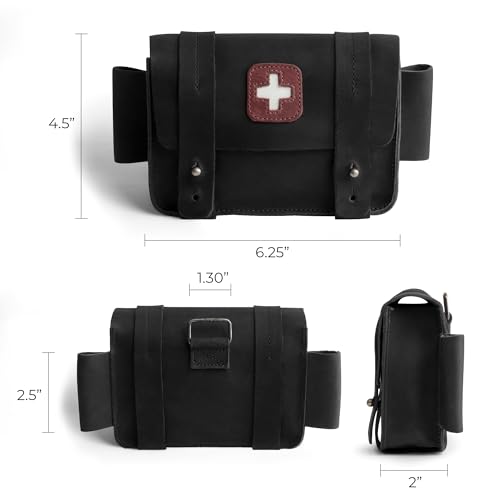 Image of Hide & Drink, Empty First Aid Bag, Mini Medical Storage Pouch, Rectangular Bag for Survival Kit, Full Grain Leather, Handmade