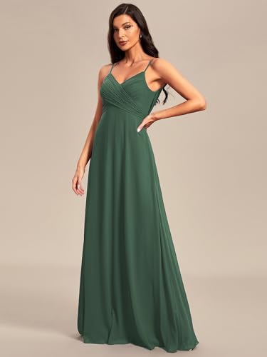 Ever-Pretty Women's Sexy Spaghetti Straps Cowl Back Empire Waist A Line Pleated Chiffon Bridesmaid Dress 80026-PH4