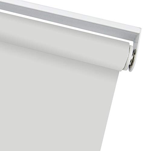 Blackout Cordless Window Roller Shades, Light Grey Custom Window Shades Elegant Window Blinds, Energy Saving UV Protection Roller Shade for Windows, Doors, French Doors