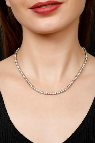 15 CT D VVS1 Lab Grown Diamond Tennis Necklace – Bezel Setting, 14K White Gold, 16 Inch Luxury Fine Jewelry - Image 8