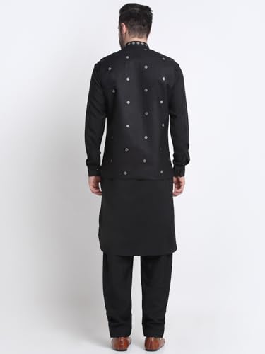 Image of KRAFT INDIA Cotton Black Pathani Kurta & Salwar With Embroided Black Nehru Jacket xxl-lage, Ethnic Traditional Wear