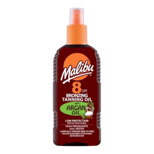 Malibu Sun SPF 8 Bronzing Tanning Oil Spray With Argan Oil Low Protection Water Resistant 200ml