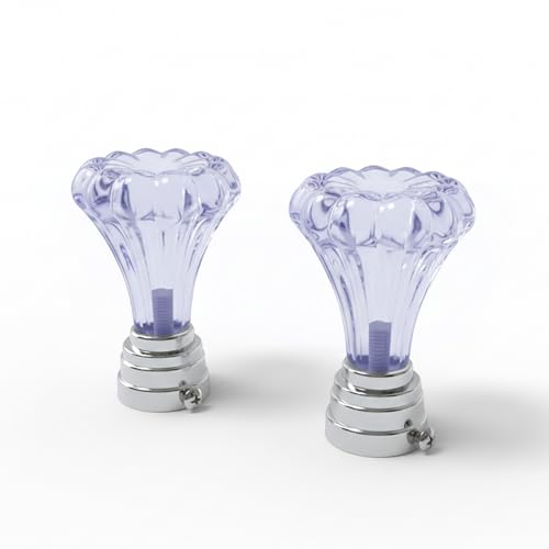Image of Atlantic Curtain Rod Finials Set of 2 - Flower Style Decorative Textured Resin Finials for Standard Drapery Rods, Amethyst Purple