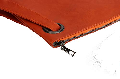 Image of Amaze Women's Oversized Envelope Clutch Purse, Large PU Leather Evening Bag with Wristlet Strap for Wedding & Party