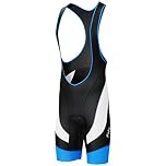 FDX Cycling Bib Shorts Men’s - 3D Padded Bicycle Tights with Mesh Straps, Zip Pocket, Anti-Chafe Leg Grippers - Breathable Summer Cycle Apparel - Excellent Performance and Better Fit (Blk/Blue-M)