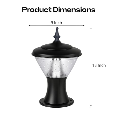 Image of Gigawatts GWSRWW-01 Outdoor Gate Light - 12W Integrated Light 101% Rust & Waterproof Polycarbonate, ABS, PP Pillar Lamp Base Mount Black Exterior Fixture for Garden, Boundary & Home Entrance