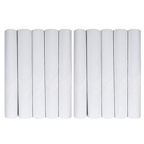 Caruso Italy Mens Premium 100% Pure Cotton Handkerchief White Self Border - Pack of 10 (46x46 cm)