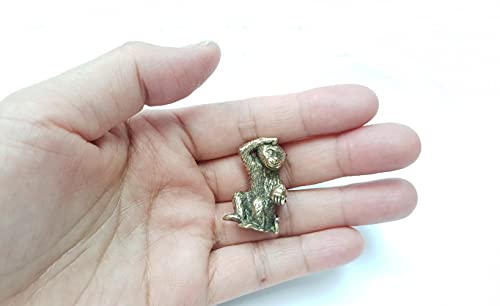 Estatua pequeña de mono en bronce para decoración miniatura 2